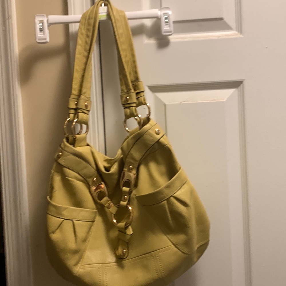 B. Makowsky pretty yellow hobo bag with gold tone hardware